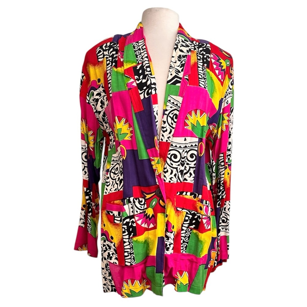 Last chance…La Femme Vintage Blazer Jacket Colorful Abstract 12 14 L Large